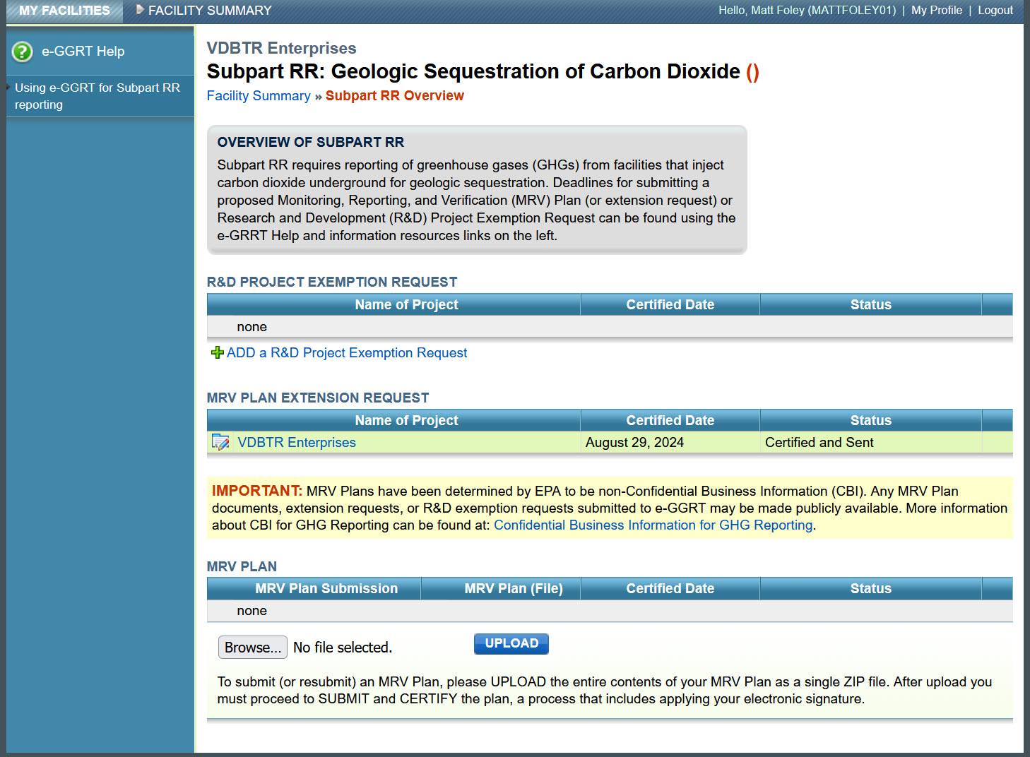 Image of the Subpart RR: Geologic Sequestration of Carbon Dioxide webpage.